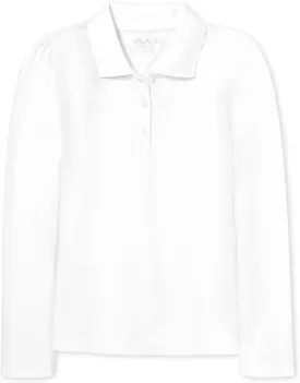 The Children's Place Girls' Long Sleeve Pique Polo