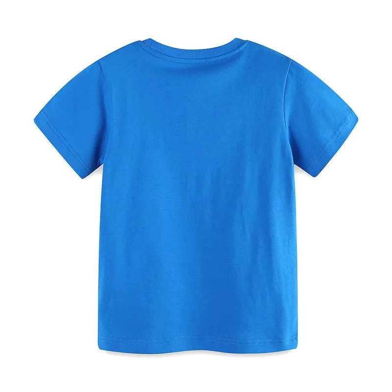 Toddler/Kid's Short Sleeve Summer Blue Cotton Tee
