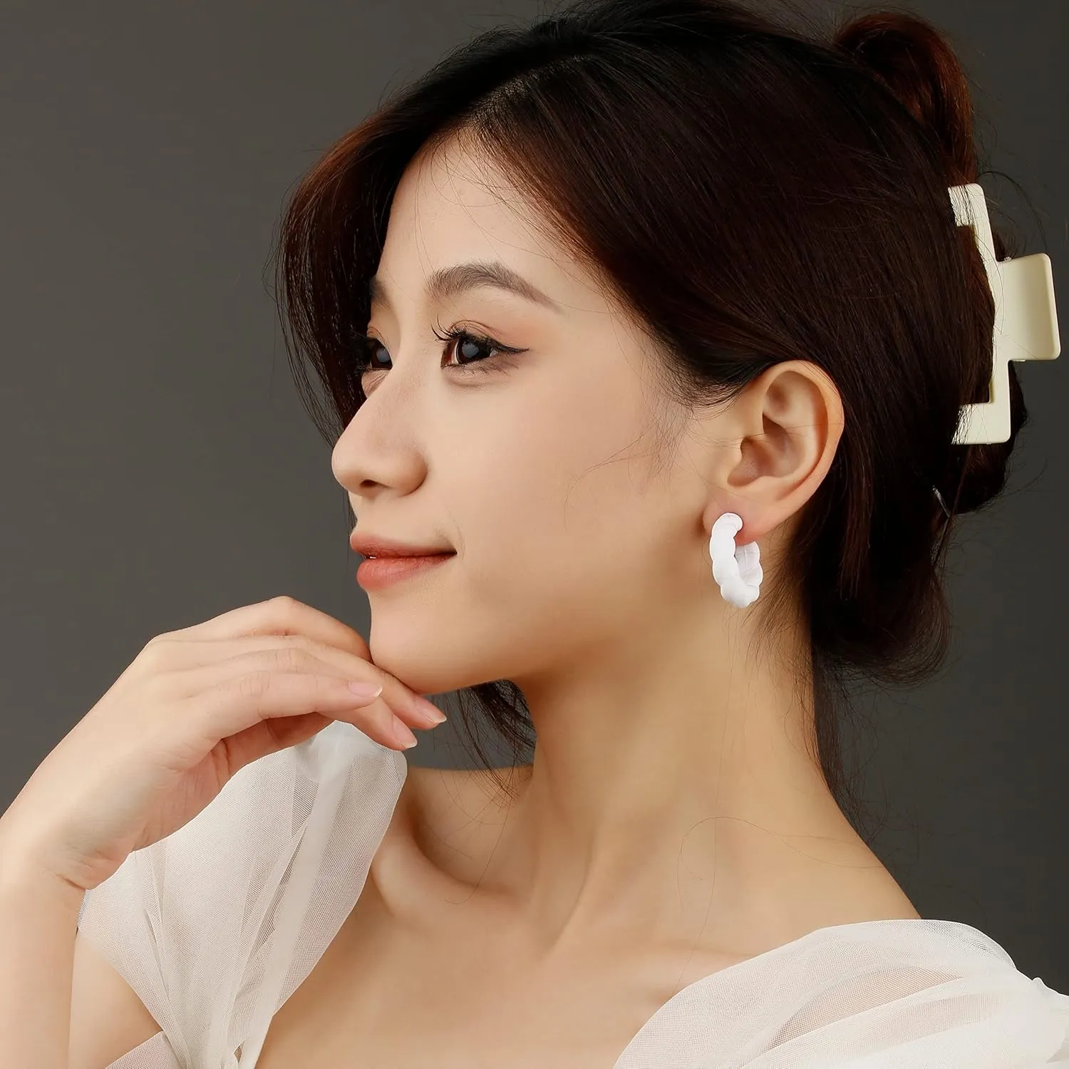 Twisted Rope Round Hoop Earrings, Lightweight C Shape Candy Earrings for Women