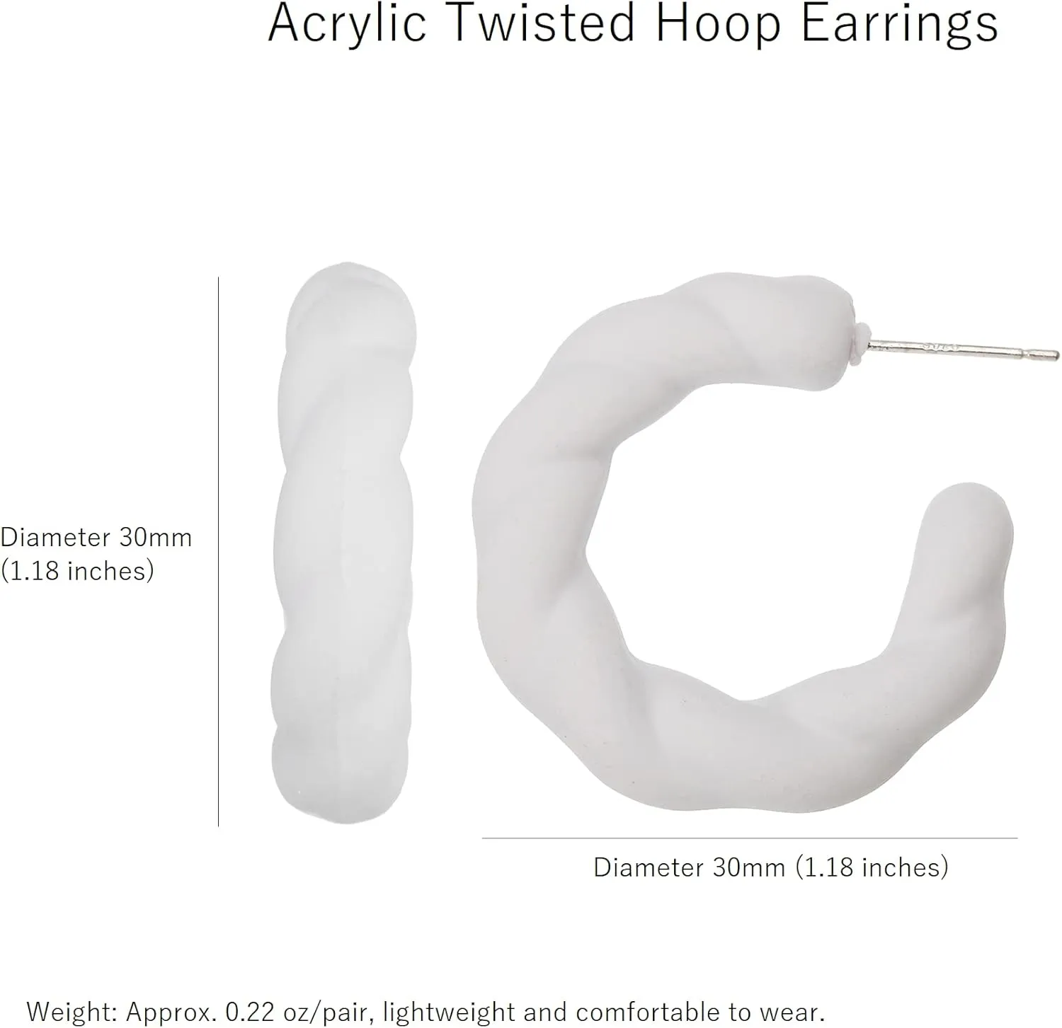 Twisted Rope Round Hoop Earrings, Lightweight C Shape Candy Earrings for Women
