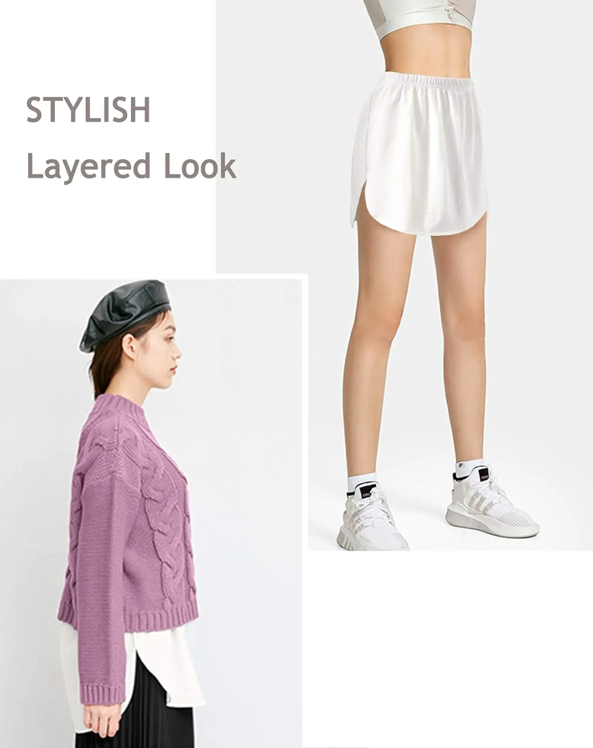 Vanrose Jan 3 Pack Shirts Extender Extra Length Cotton Fake Shirt Trim Mini Skirt Slips 87 S/M