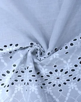 WHITE COTTON SCHIFFLI EMBROIDERY FABRIC (WIDTH-42 INCHES)