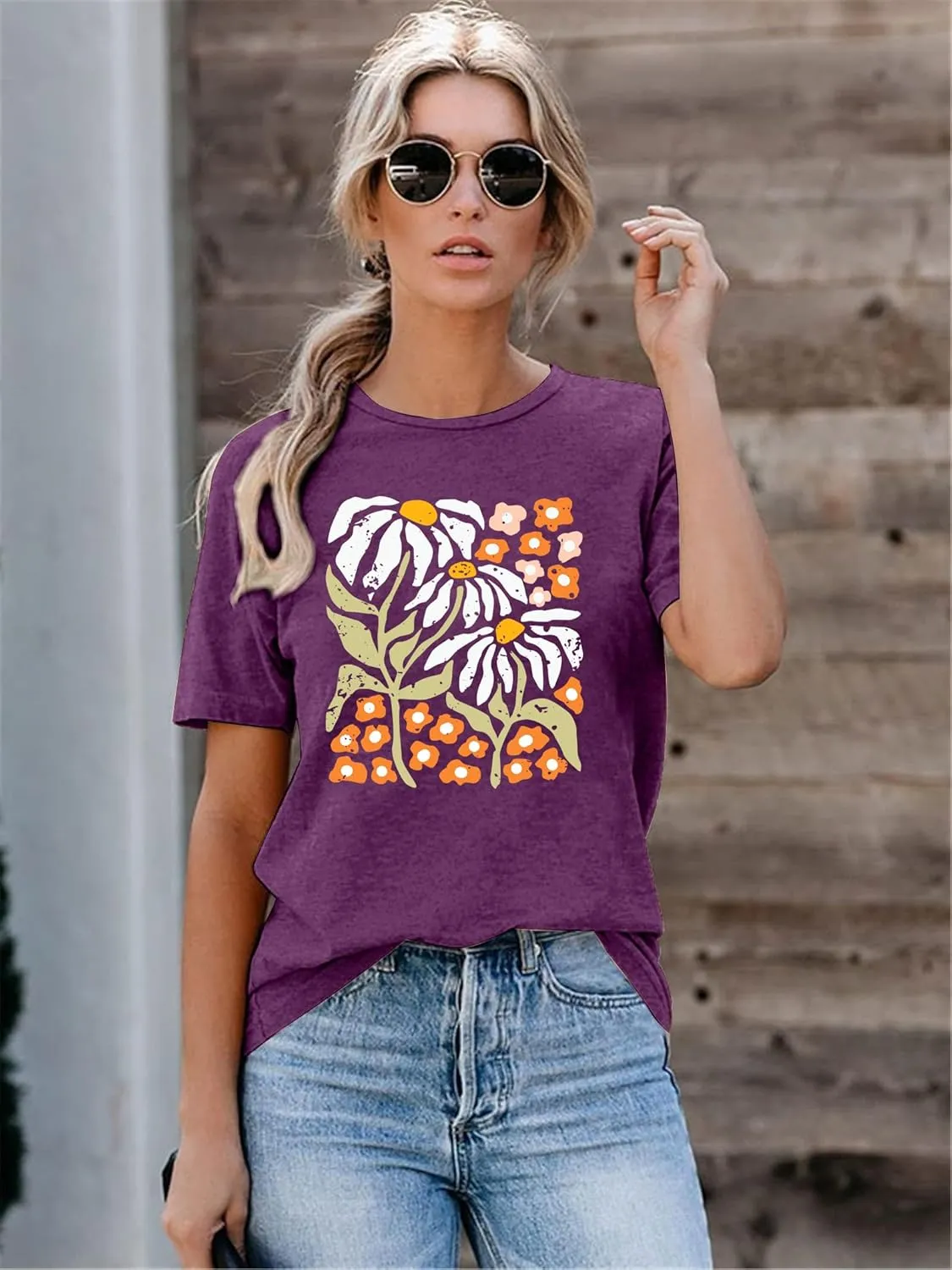 Wildflowers Shirt for Women Boho Vintage Floral T Shirts Inspirational Graphic Tees Summer Casual Tee Tops
