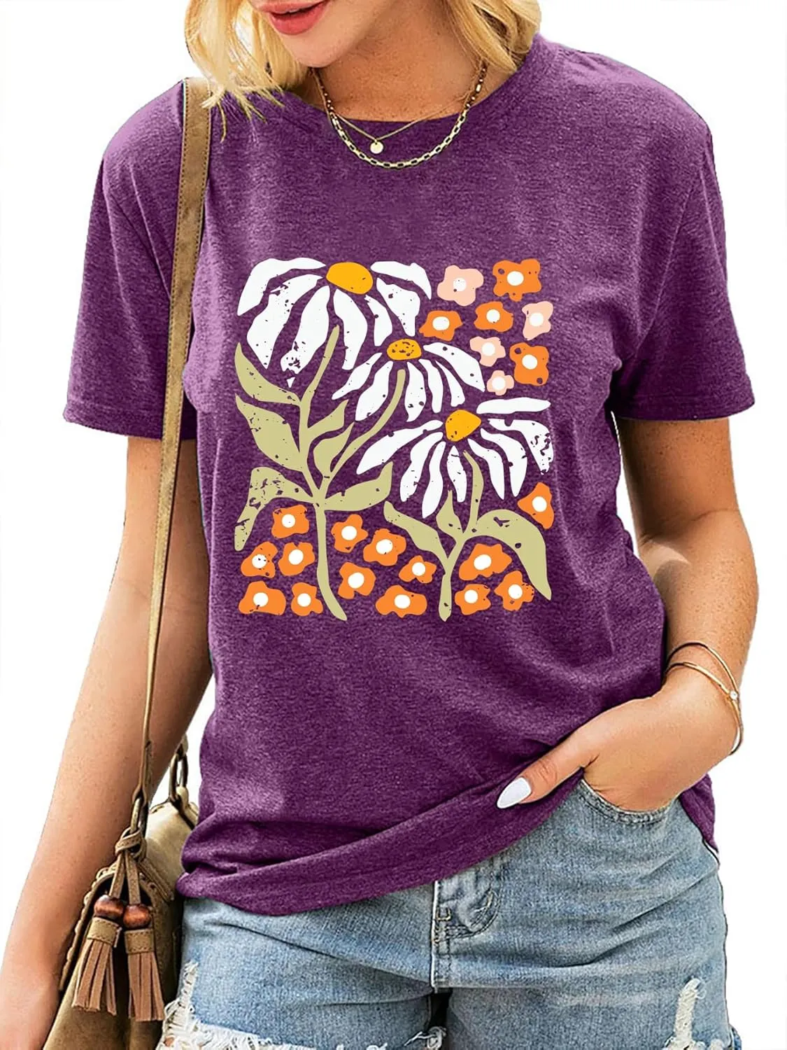 Wildflowers Shirt for Women Boho Vintage Floral T Shirts Inspirational Graphic Tees Summer Casual Tee Tops