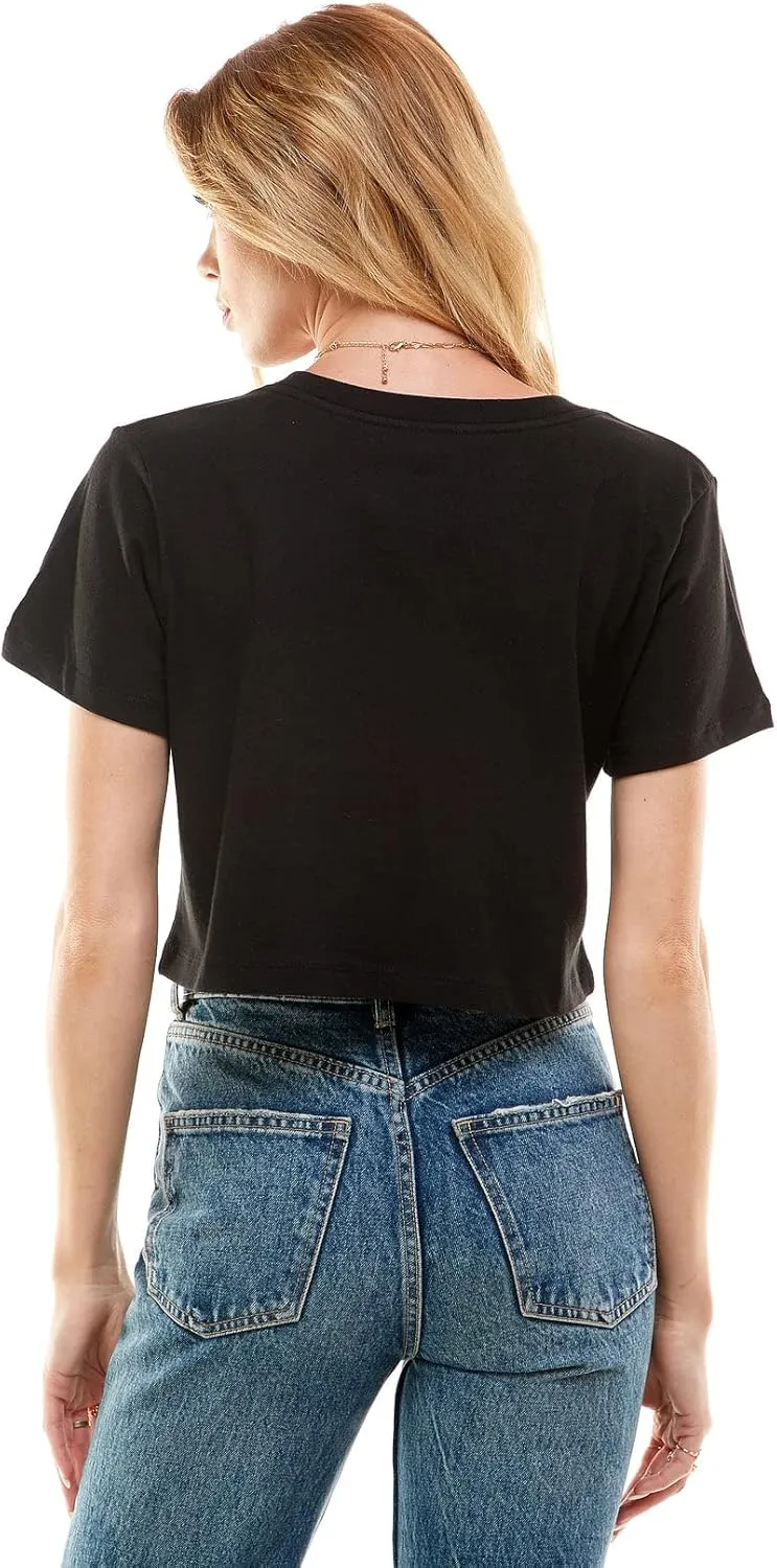 Women's Boxy Crop Top Round Neck Short Sleeve Casual 100% Cotton Cropped Tee T-Shirt