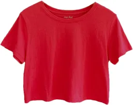 Women's Loose Fit Crop Tops Round Neck Short Sleeve Casual 100% Cotton Cropped Top Tee T-Shirt
